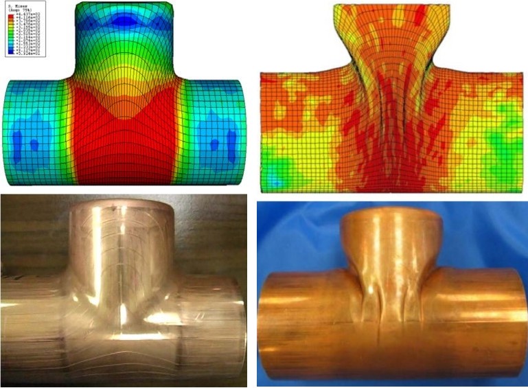 comparison of simulated tee tubes vs actual manufactured tee 
                                                tubes