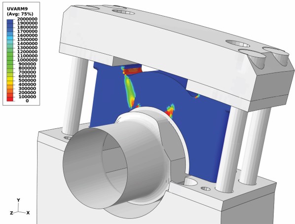 Simulation of bearing cap failure