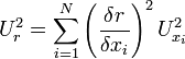U^2_r = sum (deltar / delatx_i)^2 U^2_x_i