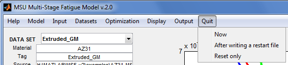 MSU Multi-Stage Fatique Model v.2.0 Quit Dropdown