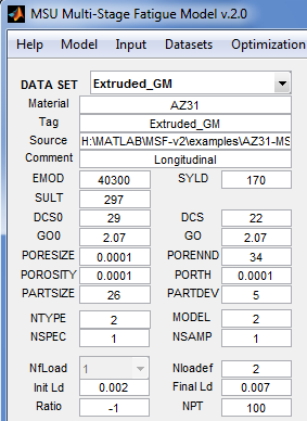 MSU Multi-Stage Fatique Model v.2.0 DATA SET