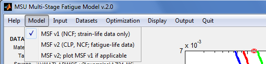 MSU Multi-Stage Fatique Model v.2.0 Model Dropdown