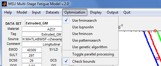MSU Multi-Stage Fatique Model v.2.0 Optimization Dropdown