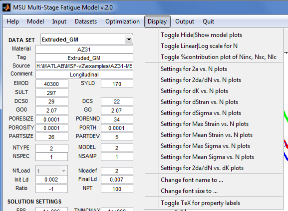 MSU Multi-Stage Fatique Model v.2.0 Display Dropdown